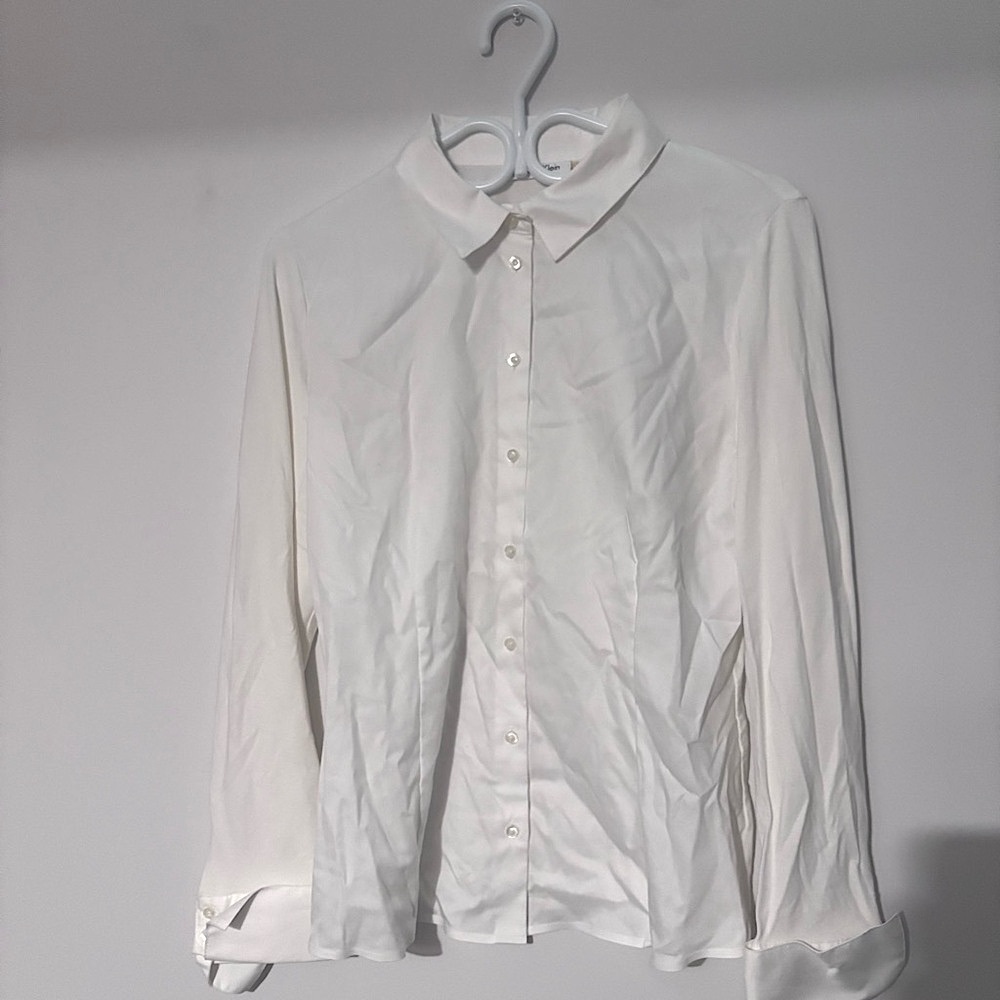 Calvin Klein White Button-Up Shirt | Cotton Blouse | Minimalist Classic
